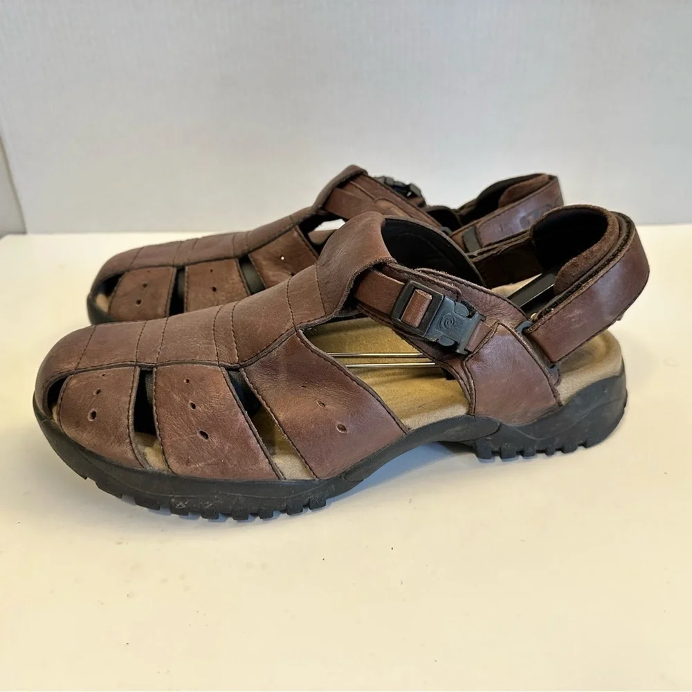 Teva Men's Fisherman Gaine Leather Sandals in Brown Size 12